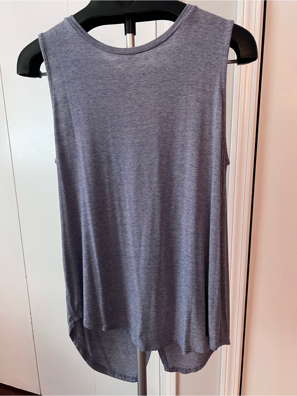 Old Navy Sleeveless Striped Blue and White Tank with Spilt Open Back